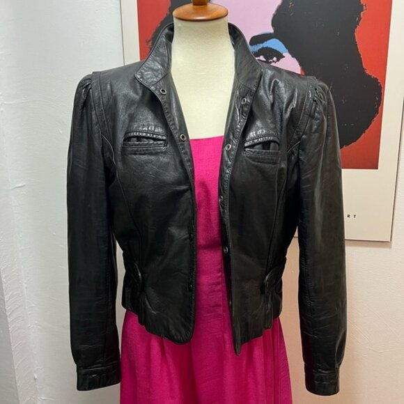 Vintage Black Leather Jacket - Picture 1 of 11